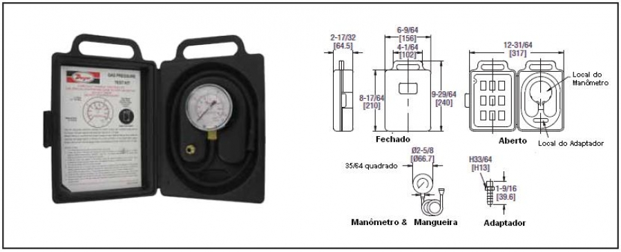 Kit para Teste de Pressão de Gás Natural e GLP - Modelo LPTK